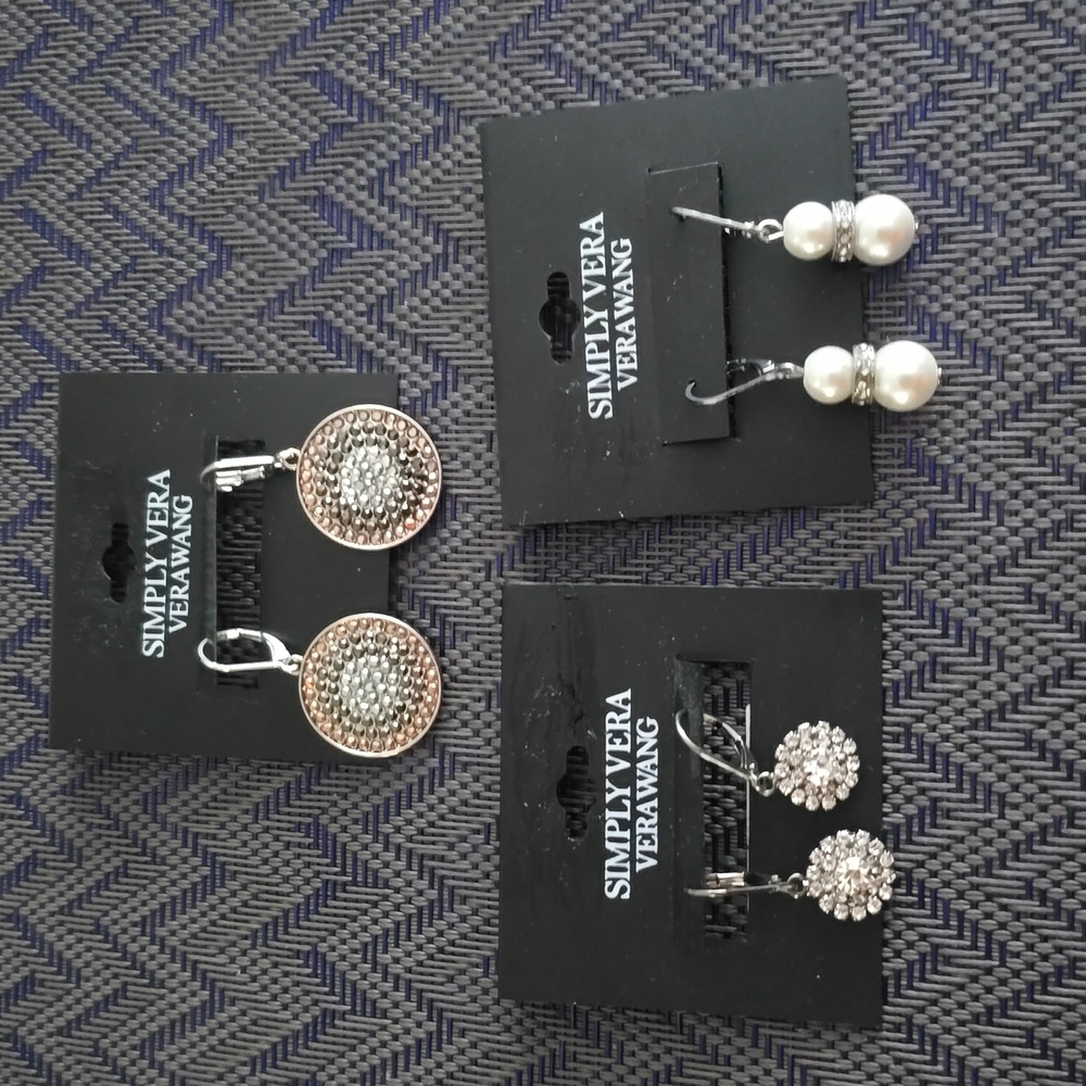 SIMPLY VERA VERAWANG WOMENS FASHION JEWELRY BUNDLE OF 3 PAIRS PIERCED EARRINGS